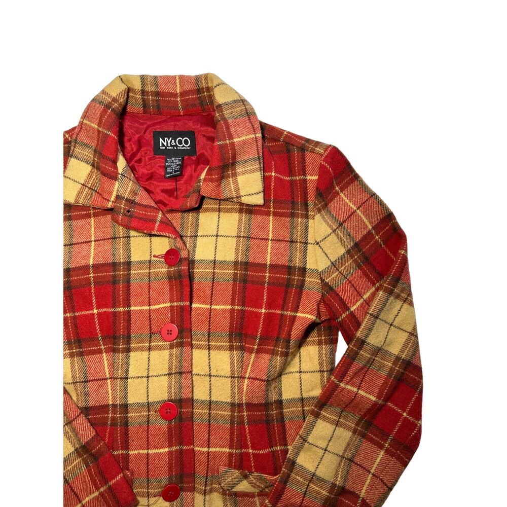 NY & CO Plaid Wool Blend Button Jacket Size Small - Picture 3 of 6